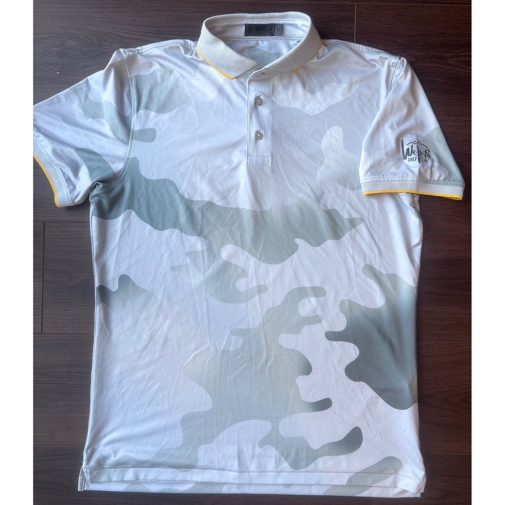 G/FORE Mens Camo Golf Polo Shirt Grey White We-Ko-Pa Golf Club Size M